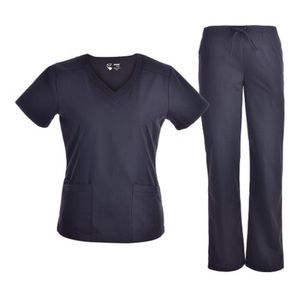 NWT PandaMed Black Pocket V-Neck Scrub Top & Pants - Women